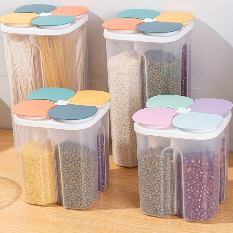 1pc Moisture-Proof Cereal Jar with Divided Compartments - Perfect for Home Kitchen Storage