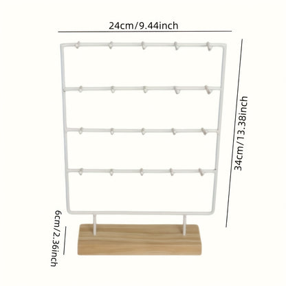1pc Elegant Wooden Earring Display Stand with Metal Frame - Rectangular, Lacquered Finish, Perfect for Selling or Organizing Jewelry, Jewelry Display | Modern Earring Rack | Durable Jewelry Stand, Jewelry Display Rack, Jewelr