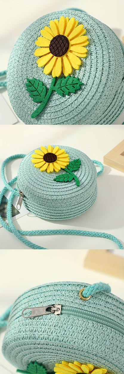 Chic Summer Straw Crossbody Bag for Youngsters - Durable, Zip Closure, Perfect for Beach & Everyday Use