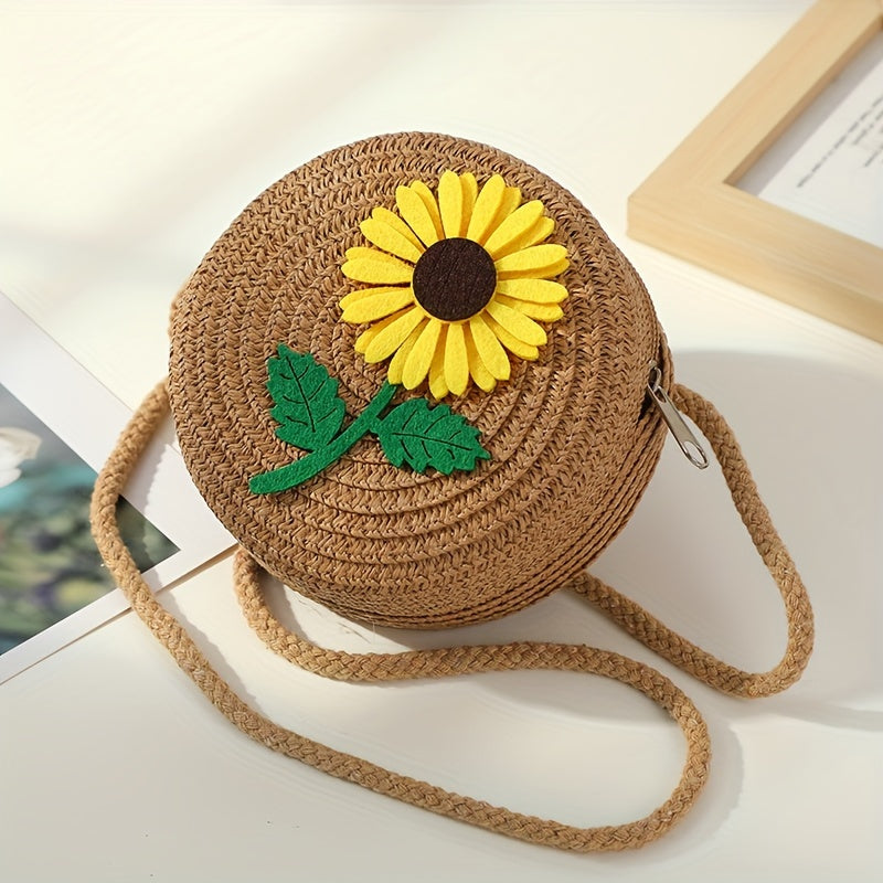 Chic Summer Straw Crossbody Bag for Youngsters - Durable, Zip Closure, Perfect for Beach & Everyday Use