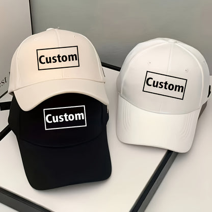 Custom Women's Baseball Cap - Premium 100% Polyester Adjustable Snapback Hat with Personalized Logo/Photo Print, Lightweight Breathable Design for Casual and Outdoor Activities Black/White, Custom Event Gear