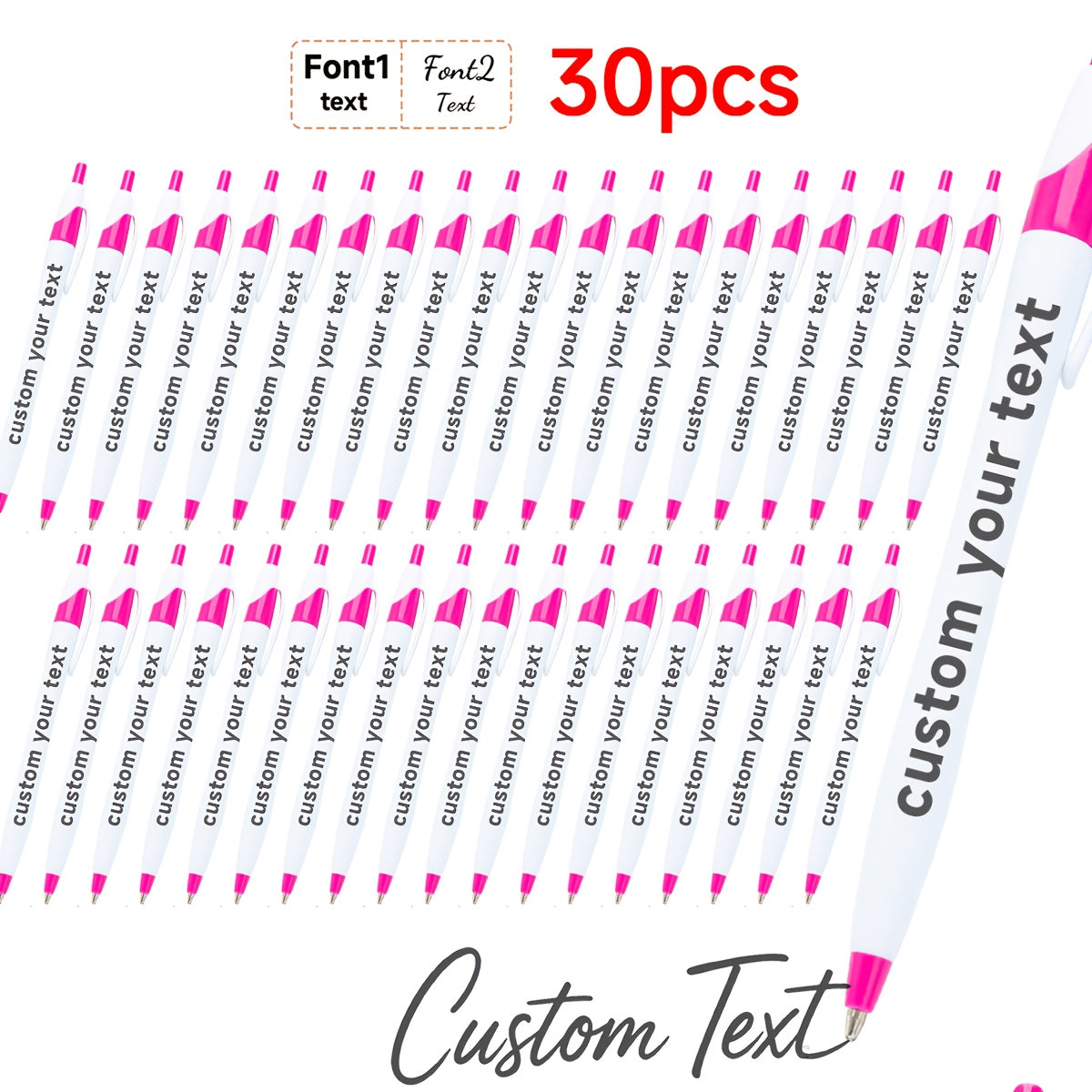 30pcs/50pcs/12pcs 50/30/12pcs Ballpoint Pens, Customizable with Inspirational Quotes, Names, And Logos. Colorful, Smooth Writing Ballpoint Pens with Black Ink for Christmas And Back-To-School Gifts.