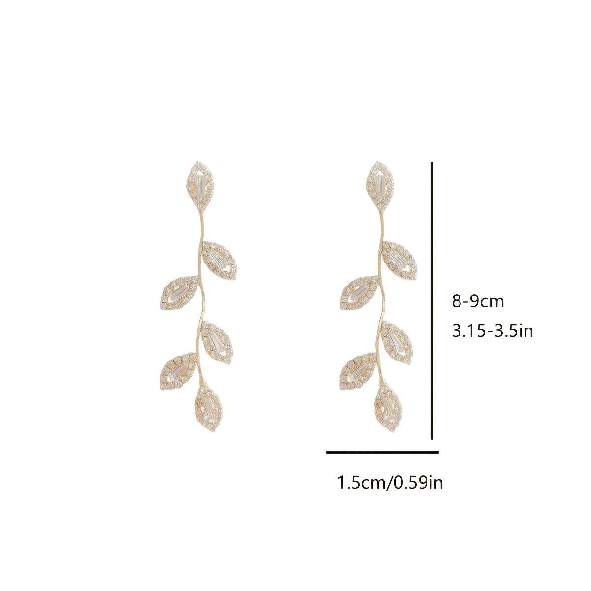 Rhinestone Leaf Tassel Earrings