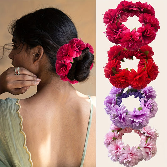 Spring-Summer New Solid Color Faux Fabric Flower Hair Tie Suitable for Beach Hawaii Vacation Everyday Hairstyle Headband Party Holiday Gift