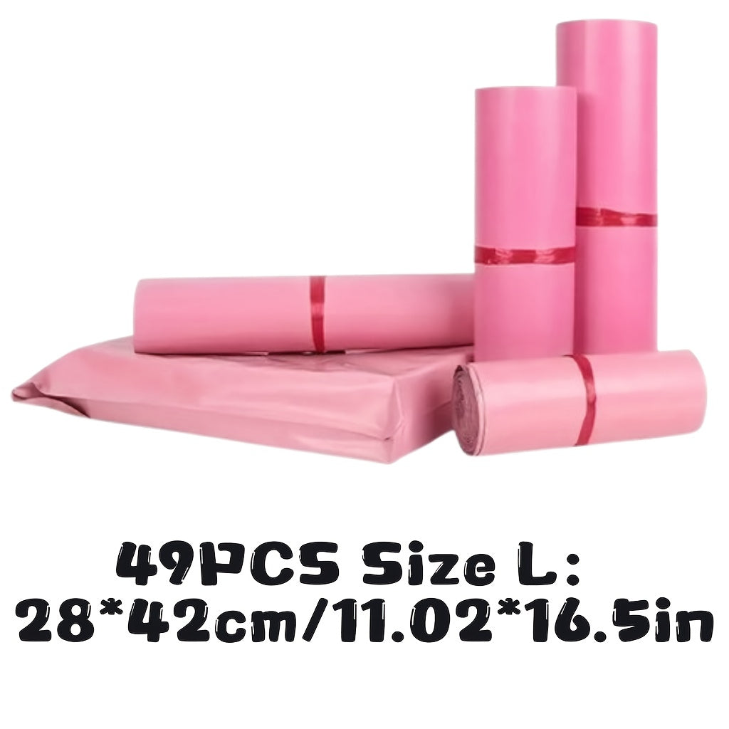 49/99 Self-Sealing Pink Mailing Bags, Multi-Purpose Thickened Postal Pouches for All Seasons, 4 Sizes Available (S，M，L，XL), Suitable for Express Shipping, Gift Wrapping & Office Use