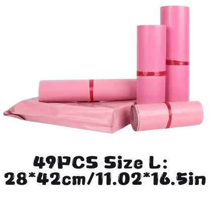 49/99 Self-Sealing Pink Mailing Bags, Multi-Purpose Thickened Postal Pouches for All Seasons, 4 Sizes Available (S，M，L，XL), Suitable for Express Shipping, Gift Wrapping & Office Use