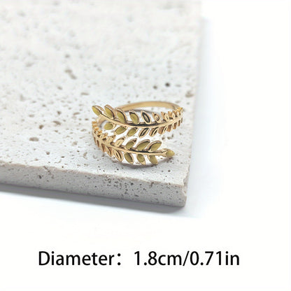 luxury leaf-shaped open ring