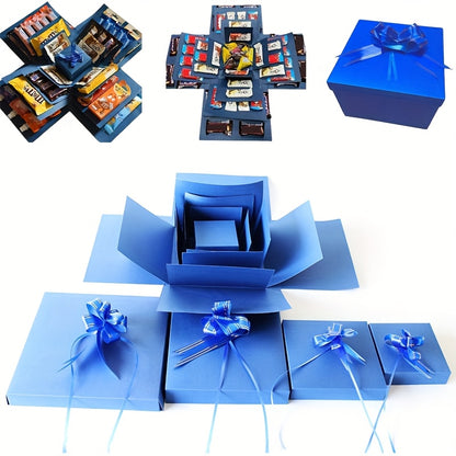 1 Surprise Gift Box Set with Lid, Suitable for Birthdays, Valentine'S Day, Weddings and Proposals, etc. - Multifunctional DIY Party Gift Packaging Kit Without Food, Multi-Compartment Display Box, Made of Paper Material