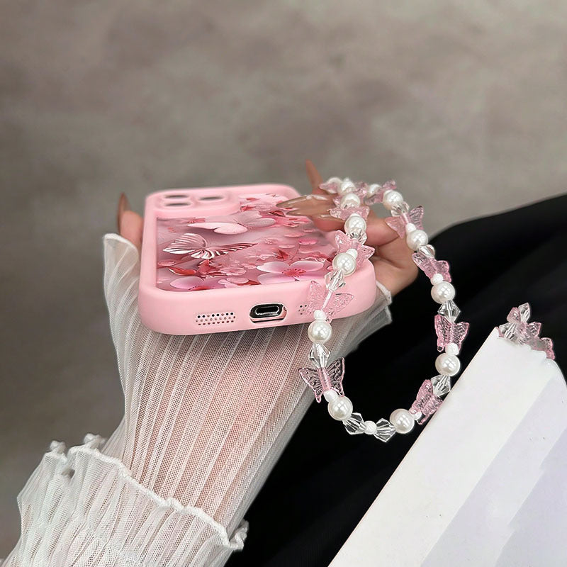 Creative Phone Case with a Pink High Bamboo Design And Strap, Compatible with for iphone Models 11, 12, 13, 14, 11 Pro Max, 12 Pro Max, 13 Pro Max, 14 Pro Max, XR, 15, 15 Pro, 15 Pro Max, 16, 16 Pro, And 16 Pro Max.