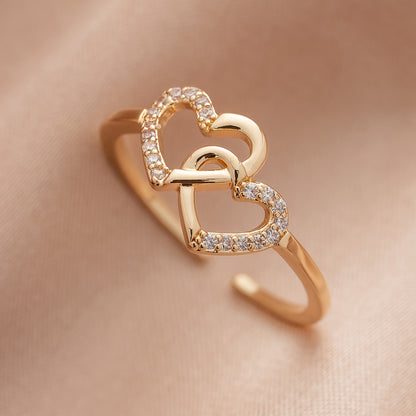 Adjustable Heart Link Ring
