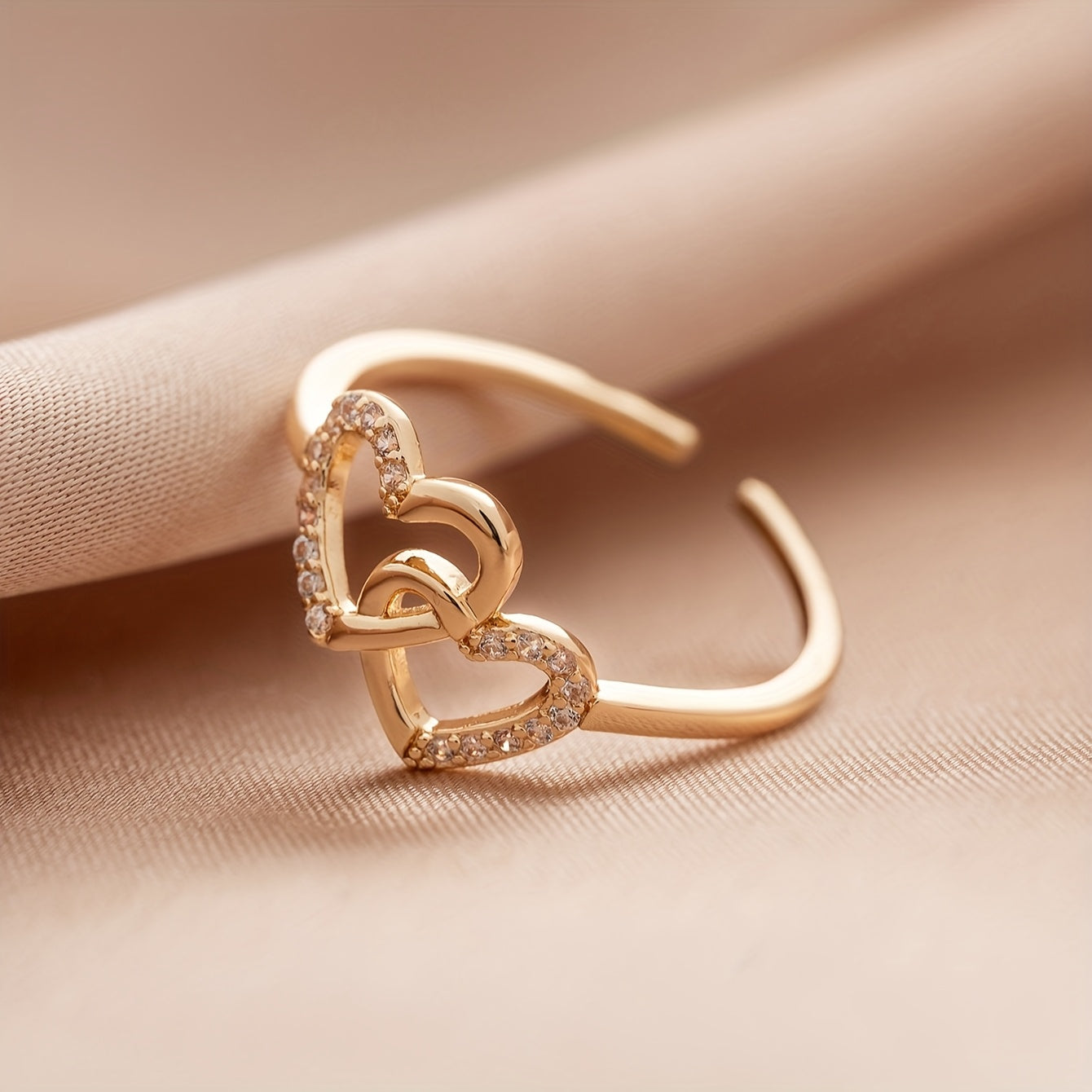 Adjustable Heart Link Ring