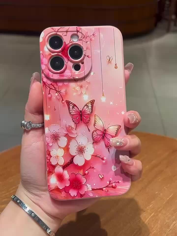 Flash Butterfly: Angel Eye Lens Full Package Suitable for Apple Series Iphone14Pro Mobile Phone Case Apple 13 Protective Case 11/12 Advanced Skin-Friendly Suitable for Iphone15Plus Mobile Phone Case 14Promax Apple 13 Protecti