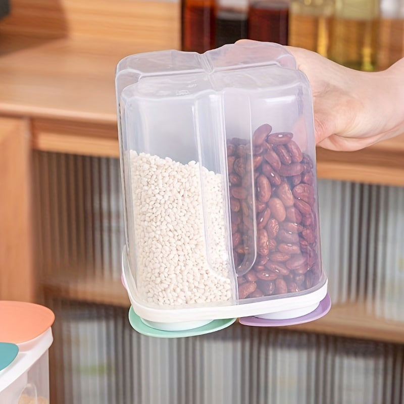 1pc Moisture-Proof Cereal Jar with Divided Compartments - Perfect for Home Kitchen Storage