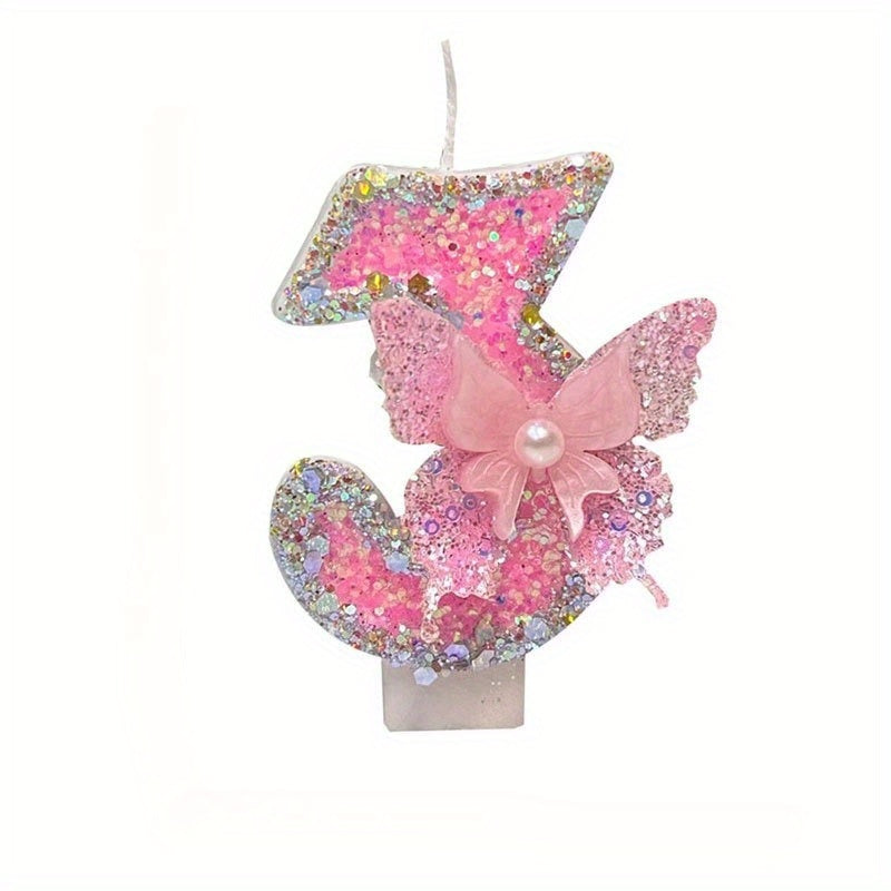 New Cute Pink Butterfly Digital Candles, Birthday Cake Candles, Festival Party Scene Decorations, Candles, Pastel Birthday Candles, Cake Candles Colourful, Birthday Candles for Cake, Candles for Birthday Cake, Flashing Cake C