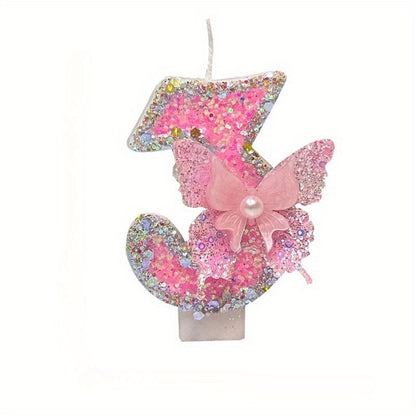New Cute Pink Butterfly Digital Candles, Birthday Cake Candles, Festival Party Scene Decorations, Candles, Pastel Birthday Candles, Cake Candles Colourful, Birthday Candles for Cake, Candles for Birthday Cake, Flashing Cake C