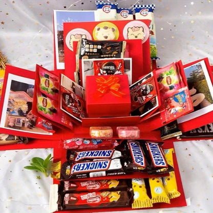 1 Surprise Gift Box Set with Lid, Suitable for Birthdays, Valentine'S Day, Weddings and Proposals, etc. - Multifunctional DIY Party Gift Packaging Kit Without Food, Multi-Compartment Display Box, Made of Paper Material