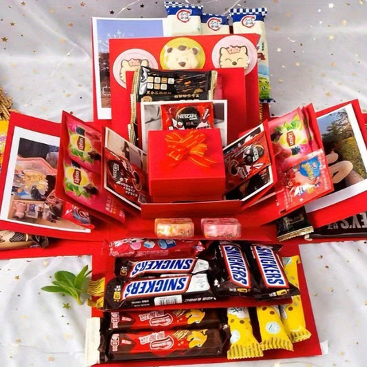1 Surprise Gift Box Set with Lid, Suitable for Birthdays, Valentine'S Day, Weddings and Proposals, etc. - Multifunctional DIY Party Gift Packaging Kit Without Food, Multi-Compartment Display Box, Made of Paper Material