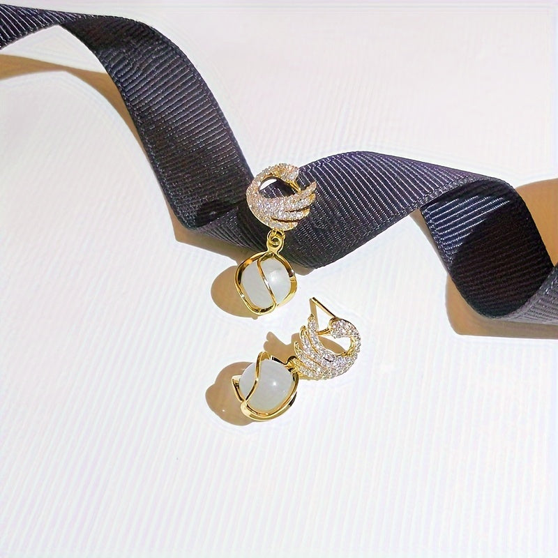 Swan Pendant Earrings