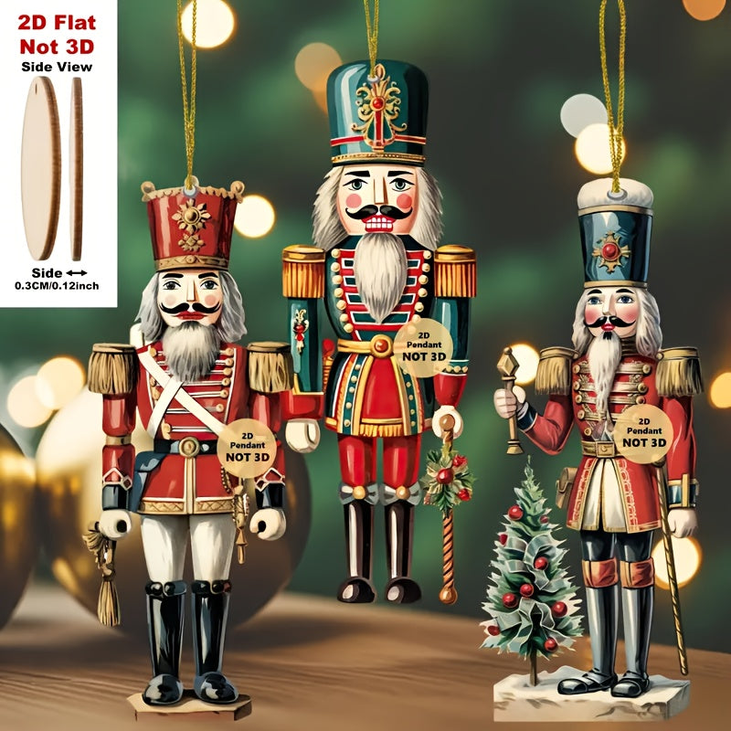 2D Flat, 16pcs Christmas Nutcracker Ornament Set - Traditional Wooden Holiday Decorations for Trees, Home & Window Display - Perfect for Christmas, Thanksgiving, and New Year Celebrations, Festive Ornaments|Traditional Style|