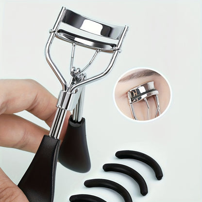 1 Portable Eyelash Curler with 15 Pads, Stainless Steel Curved Handle, No-Damage Lash Lifting, Enhances Eyes, Suitable for Women'S Eyelashes, Available in 3 Colors