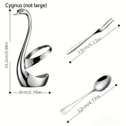 1 Set Zinc Alloy Swan Spoon Fork Rest, Stainless Steel, New Style, for Kitchen, Restaurant, Camping