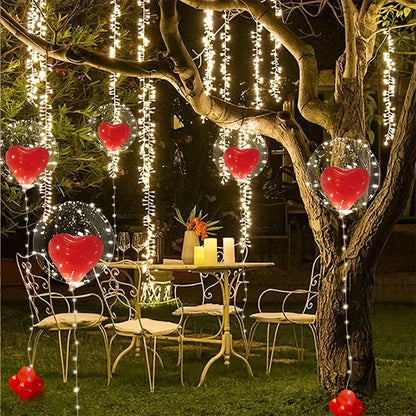 12pcs 18-inch Transparent Bubble Ball Red Balloon Set, Suitable for Valentine's Day, Birthday, Wedding, Proposal and Anniversary Celebrations, with Large Red Heart-shaped Balloons - Indoor and Outdoor Balloon Decoration, No E