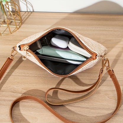 Bohemian Woven Crossbody Bag with Adjustable Strap