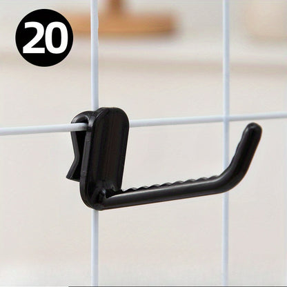 20pcs Polished Plastic Hooks for Wire Mesh Panels - Easy Install, Hanging Solutions for Home, Supermarket & Market Displays, Retail Stores, Warehouses and Home Use, Utility Hooks