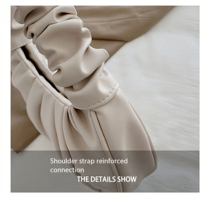 Structured Small Handbag with Ruffled Bow & Snap Button Closure