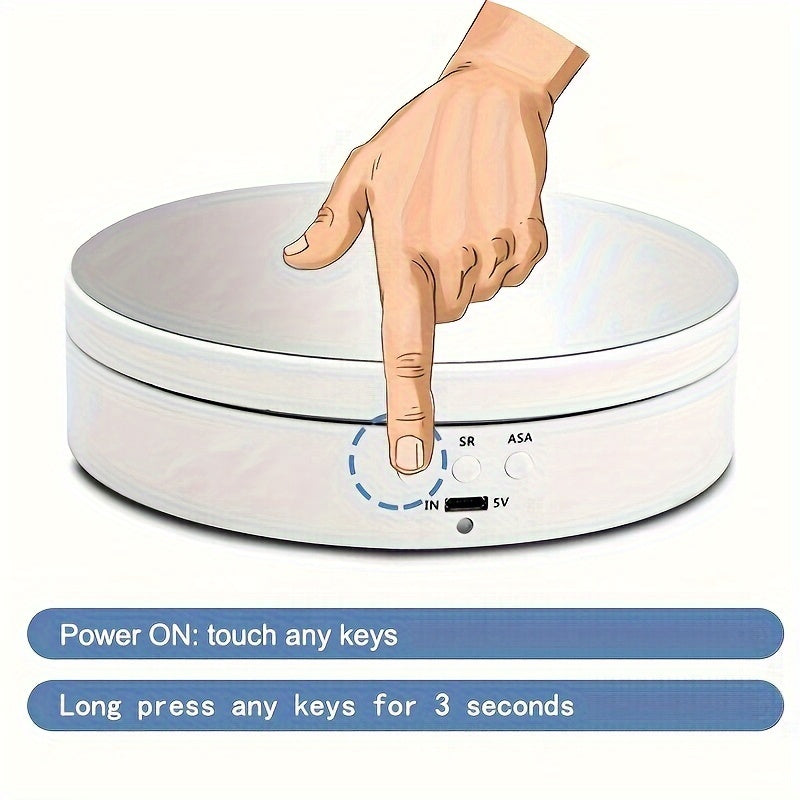 Electric Rotating Display Stand Turntable with Mirror Top, USB Powered, 5V Operating Voltage, 3 Speeds, Jewelry Display Holder, 6.6lbs Capacity