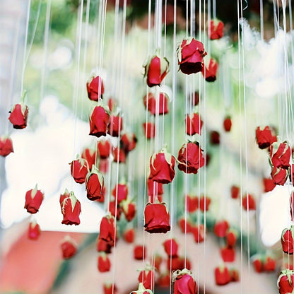 102pcs Red Rose Waterfall Set, Including 100 Artificial Roses and 2 Rolls of Transparent Rope, Valentine's Day Wedding Party Bridal Shower Birthday Room Decoration Supplies, Wedding Decor, Event Styling, Elegant Decor, Romant
