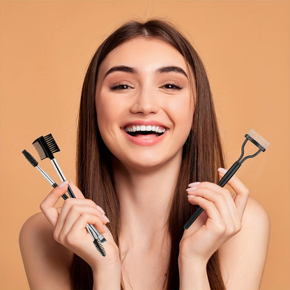 Eyelash Curler, Women's Eyebrow Brush Set, Eyelash Curler with Comb, Eyelash Comb Separator, 3-in-1 Mascara Brush, 2-in-1 Beveled Eyebrow Brush and Comb, Eyelash Curler Replacement Strip, Comb. Suitable for all eye shapes, qu