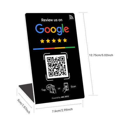 Social Media Integration Stand for Businesses - NFC Tap & QR Code, Easy Setup with Review Link ManaSynthetic Gemstoneent, Durable PVC, Perfect for Google Reviews and Social Media Integration, Social Media Stand