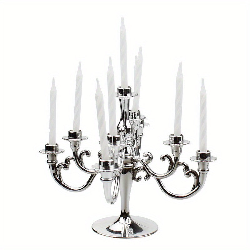 Elegant Candelabra Cake Topper Set with Candles - Perfect for Weddings, Birthdays & Holiday Celebrations - Versatile Table Centerpiece & Home Decor