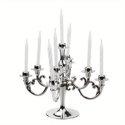 Elegant Candelabra Cake Topper Set with Candles - Perfect for Weddings, Birthdays & Holiday Celebrations - Versatile Table Centerpiece & Home Decor