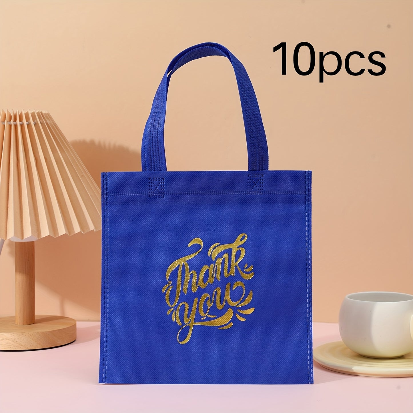 10pcs Thank You Gift Bags - Reusable Non-Woven Tote Bags with Rainbow Colors & Golden Glitter "Thank You" Design, Sturdy Handles for Birthdays, Weddings, Holidays, Small Business Gifts, Small Gift Bags, Event Favor Bags, Eleg
