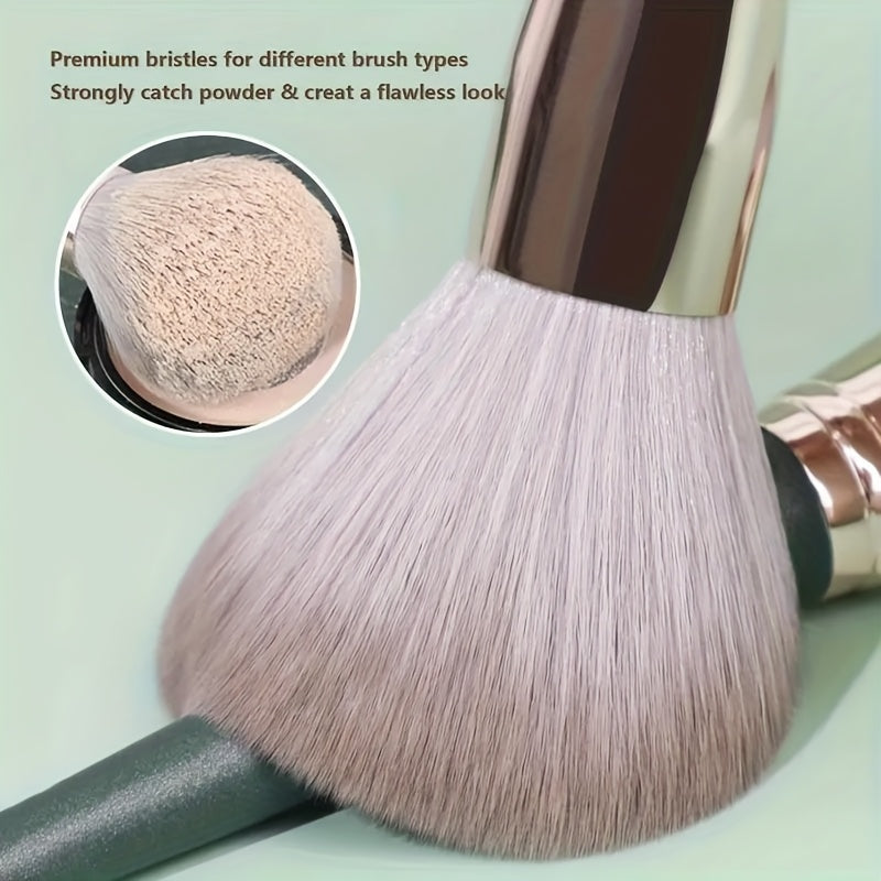 14 green cloud makeup brush set soft bristle loose plastered concealer brush full set of student affordable high quality portable brushes, Makeup Brushes Set, Makeup Brushes Set with Case, Makeup Brushes Set Professional, Mak
