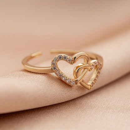 Adjustable Heart Link Ring