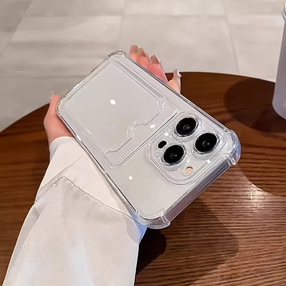 Premium Clear Back Case Featuring a Card Slot for Protection, Compatible with Iphone Models 16, 15, 14, 13, 12, 11 Pro Max, 13, 12 Mini, X, Xs Max, Xr, 8, And 7 Plus, Designed to Be Shock-Resistant.