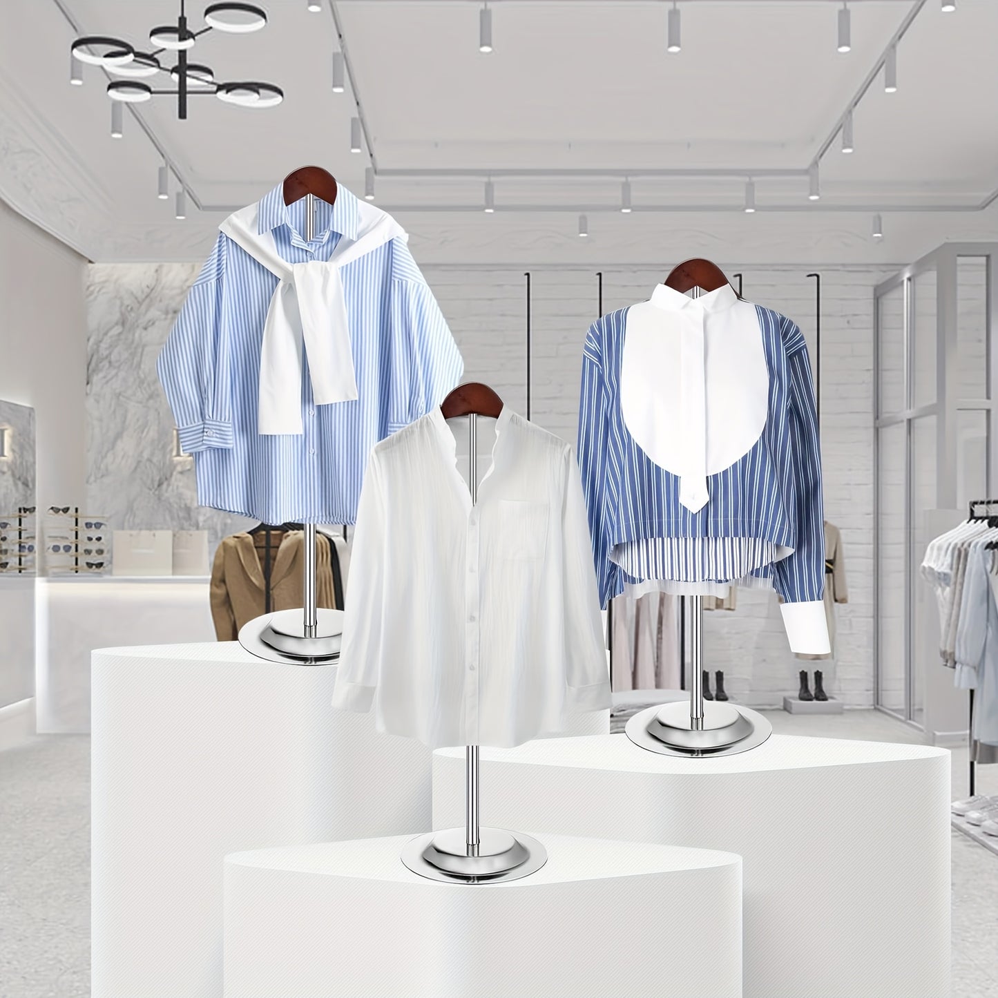 1pc Adjustable Metal T-Shirt Display Stand - Flexible Shoulder Rack for Adults, Portable Clothing Hanger for Vendors, Steaming Clothes Holder for Retail and Home Use, Retail Clothing Display | Modern Clothing Rack | Durable M