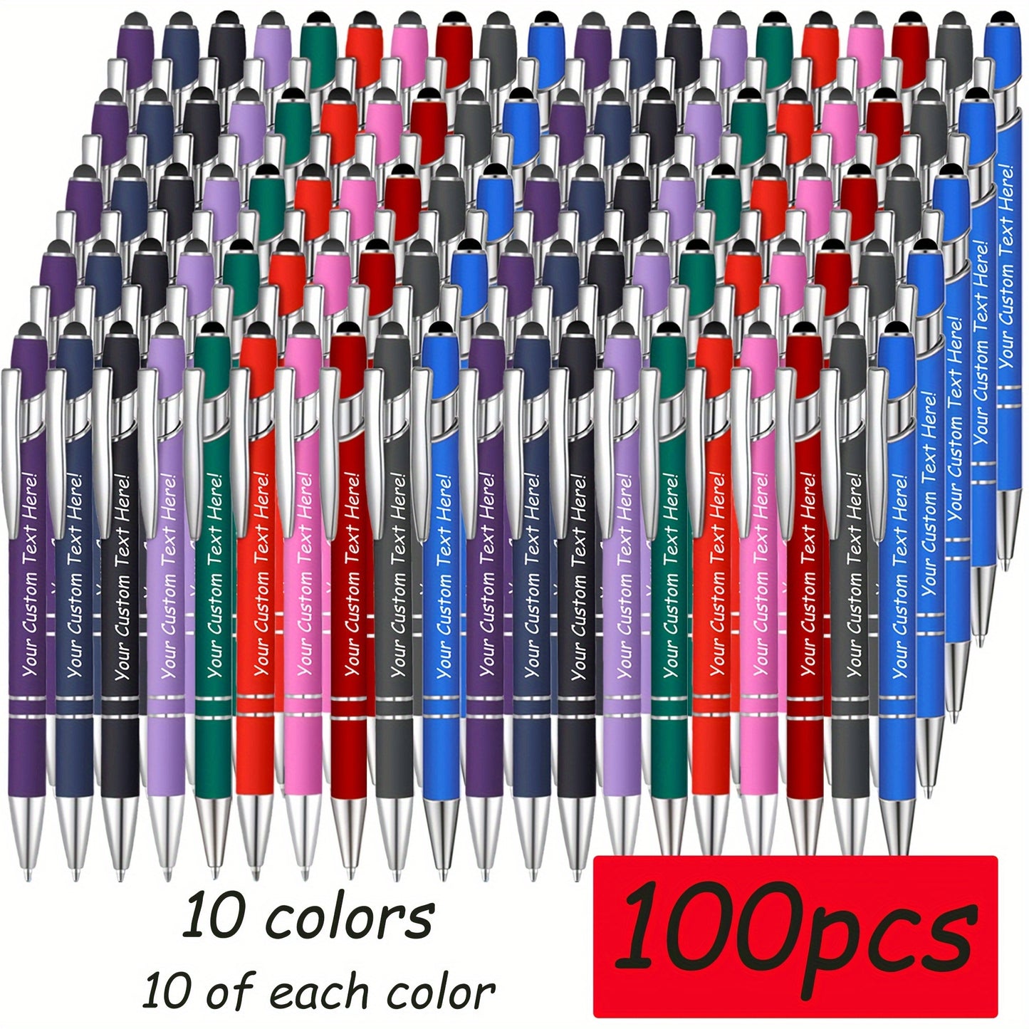 90/80/70/50/30/20pcs Customizable Engraved Ballpoint Pen Set - Personalized Text, Smooth Writing, Touch Screen Compatible, Black Metal Pen Holder, Ideal Gift for Business and School Anniversaries - No Feather Fine Tip Tools,