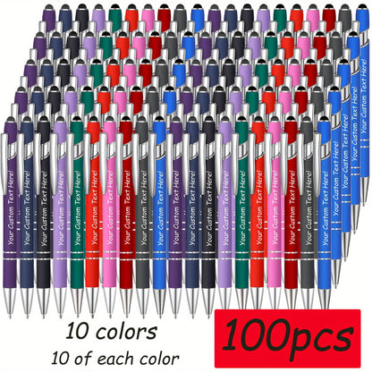 90/80/70/50/30/20pcs Customizable Engraved Ballpoint Pen Set - Personalized Text, Smooth Writing, Touch Screen Compatible, Black Metal Pen Holder, Ideal Gift for Business and School Anniversaries - No Feather Fine Tip Tools,