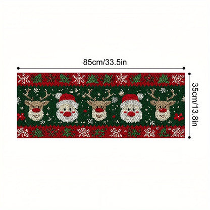1pc Christmas Oven Mat - Non-Slip Kitchen Appliance liner with Santa, Reindeer, Snowflakes in Green, Red, White, Golden - Heat-Resistant Oven Dust Mat for Microwave, stove - Easy-Clean Holiday Decor (Polyester), Christmas Dec