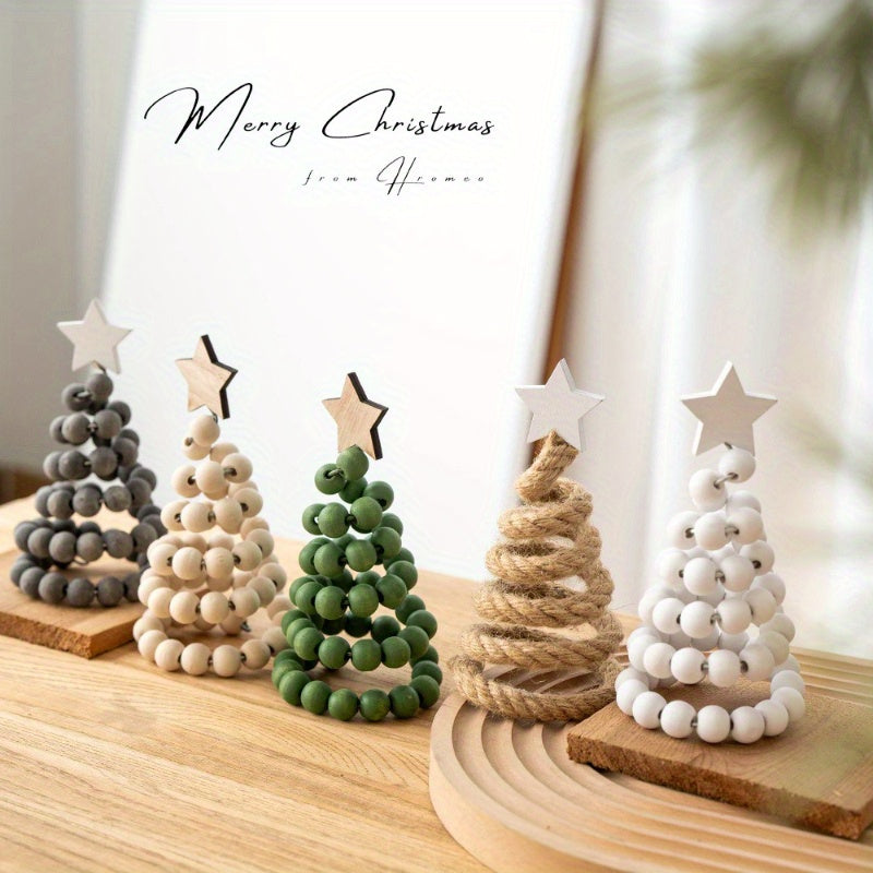 New Christmas Decoration Creative Nordic Style Wooden Christmas Tree Ornaments Desktop Display, Suitable for 4 Seasons