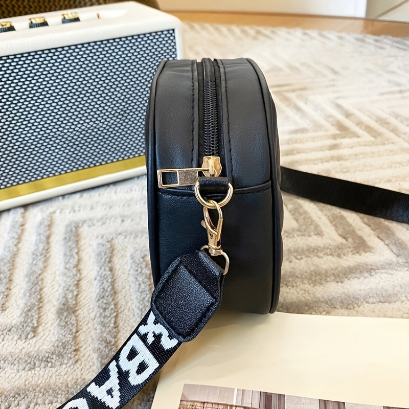 Elegant Square Crossbody Bag with Adjustable Strap & Golden-Tone