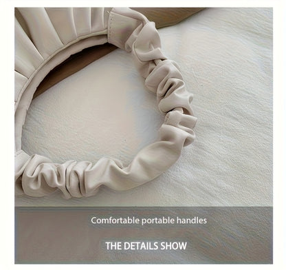 Structured Small Handbag with Ruffled Bow & Snap Button Closure