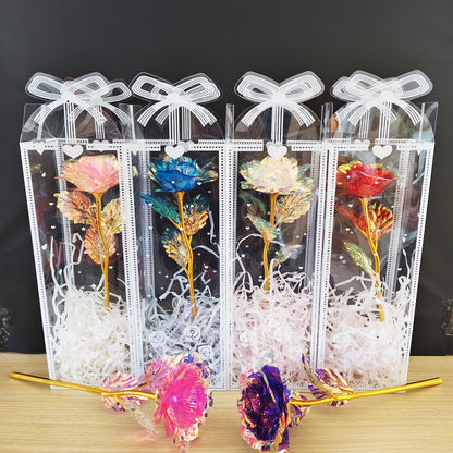 The finished product is packed with a gift box, and the simulated Golden foil artificial rose is suitable for Father's Day, Mother's Day, Graduation, May Day, Octa Boster, and creative gifts for relatives, friends, girlfriend