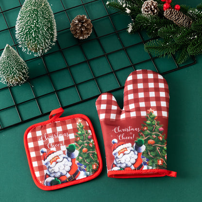 Festive Christmas Oven Mitts - 2 Pieces Set: Perfect for Baking and Cooking - Hand Wash Only - 17cm x 6.69in