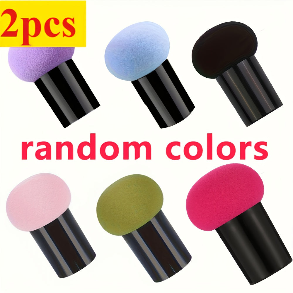 2pcs Handle Mushroom Makeup Sponge Portable Makeup Powder Puff Suitable for Wet and Dry Use Face Mushroom Head Makeup Sponge Foundation Makeup Sponge Powder Puff Beauty Tool Smooth Sponge