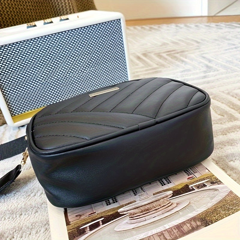 Elegant Square Crossbody Bag with Adjustable Strap & Golden-Tone